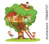 kids having fun in the... | Shutterstock .eps vector #708684727