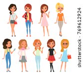 collection of cute teenager... | Shutterstock .eps vector #769612924
