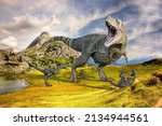 Deinonychus Is Attacking A...