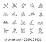 Watersport extreme pictogram stroke icon. Surfing swim water sea sport lifestyle recreation.