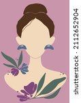 portrait of a girl with flowers.... | Shutterstock .eps vector #2112652904