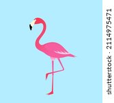 A Stylish Pink Flamingo On A...