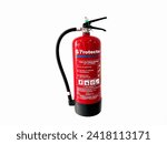 Small photo of Malang, Indonesia - Jan.25.2024: Fire extinguishers apply an agent that will cool burning heat, smother fuel or remove oxygen so the fire cannot continue to burn. Isolated on white background.