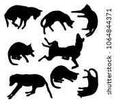vector set of cat and dog lying ... | Shutterstock .eps vector #1064844371