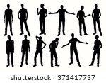 posing man silhouettes. vector... | Shutterstock .eps vector #371417737