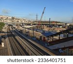 Small photo of 24.07.2023 Haifa, Israel: The photo shows construction work on the expansion of the Merkazit A Mifrats railway station, designed to add several railway tracks and electrify train traffic