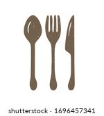 cute kitchen set. brown cutlery.... | Shutterstock .eps vector #1696457341