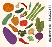 collection of vegetables.... | Shutterstock . vector #581622694