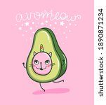 t shirt design avocado cat... | Shutterstock .eps vector #1890871234