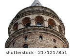 Galata Tower in Istanbul Turkey isolated on white background, famous turist destination in Istanbul