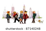halloween city and office people | Shutterstock .eps vector #87140248