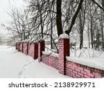 Pink Fancy Brick Fence Covered...