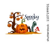 halloween pumpkin festive card... | Shutterstock .eps vector #1107199931