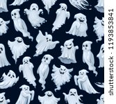 halloween cartoon ghost pattern ... | Shutterstock .eps vector #1193853841