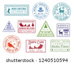 Santa Claus Mail Stamps. Vector ...