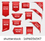 order now red ribbons  online... | Shutterstock .eps vector #1696056547