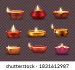diwali diya lamps on... | Shutterstock .eps vector #1831612987