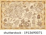 old treasure map of pirate... | Shutterstock .eps vector #1913690071