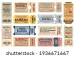 vintage tickets on baseball... | Shutterstock .eps vector #1936671667