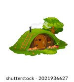 fairytale hobbit or dwarf house ... | Shutterstock .eps vector #2021936627