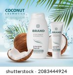 coconut cosmetics  shampoo and... | Shutterstock .eps vector #2083444924