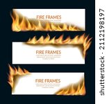 burning paper banners with fire ... | Shutterstock .eps vector #2112198197