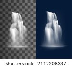 realistic waterfall cascade.... | Shutterstock .eps vector #2112208337