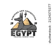 Egypt Travel Icon With Anubis...