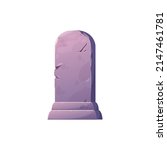 Gravestone, empty tombstone isolated cartoon memorial stone icon. Vector gravestone stele or marker, Halloween symbol. Mystery granite headstone, blank monument at graveyard, burial at cemetery