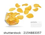 flying ripple potato chips.... | Shutterstock .eps vector #2154883357