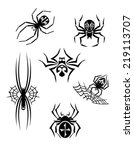 black danger spiders or... | Shutterstock .eps vector #219113707