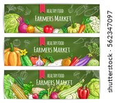 vegetables banners. farmers... | Shutterstock .eps vector #562347097