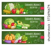vegetables banners of farmer... | Shutterstock .eps vector #572696674