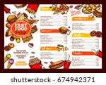 fast food restaurant menu... | Shutterstock .eps vector #674942371