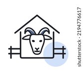 Goat House Isolated Icon. Farm...