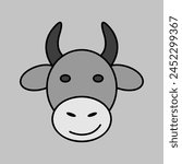 cow grayscale icon. farm animal ...