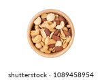 Mixed Nuts In White Wooden Bowl ...