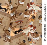 ancient egypt frescoes.... | Shutterstock .eps vector #2010223337