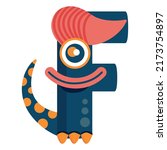 f f letter monster flat. high... | Shutterstock .eps vector #2173754897