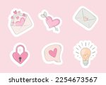 Set of vector stickers for Valentine