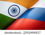 Small photo of Flags of the india and Russia. The concept of international relations between countries. Sanctions against Russia. The state of governments. Friendship of peoples.