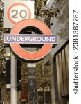 Small photo of London, UK - October 23rd 2023 - London Underground Roundel at South Kensington Tubr Station.