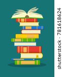 stack of colorful books with... | Shutterstock .eps vector #781618624