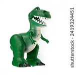Green dinosaur toy isolated on...