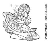 cute little mermaid girl sit on ... | Shutterstock .eps vector #2066168831