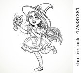 cute little girl dressed as... | Shutterstock .eps vector #476389381
