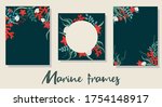 set of vector frames in marine... | Shutterstock .eps vector #1754148917