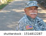 Senior Usa Army Soldier Outdoors