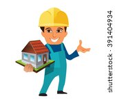 worker  builder holding ... | Shutterstock .eps vector #391404934
