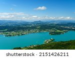 View of the Wörthersee and Maria Wörth in Carinthia, Austria